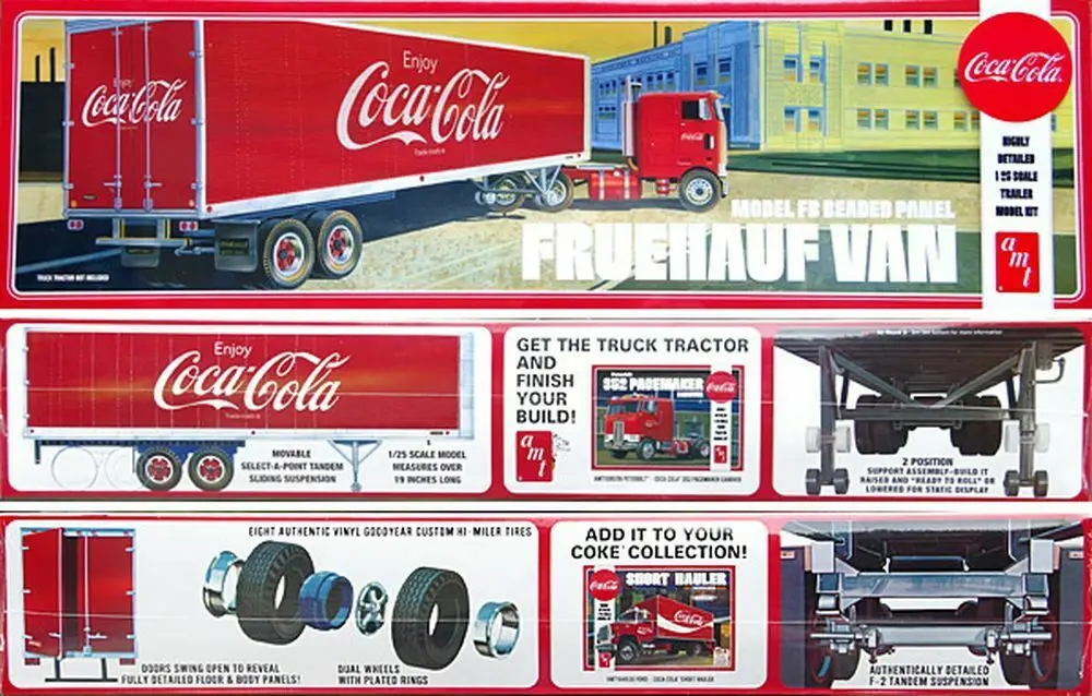 Круглый 2 AMT 1109 1:25 Freuhauf бисерный фургон полуприцеп Cooca-Cola модельные комплекты автомобиля