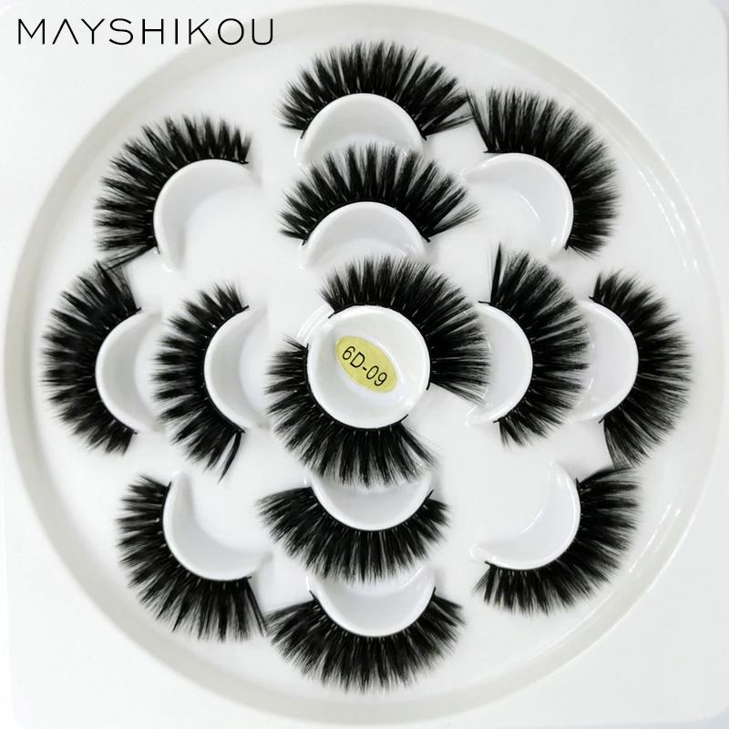 

MAYSHIKOU 6D 7 Pairs False Eyelashes Soft Faux Mink Hair Synthetic Hair Thick Style Wispy lashes Hand Made Full Strip Lash