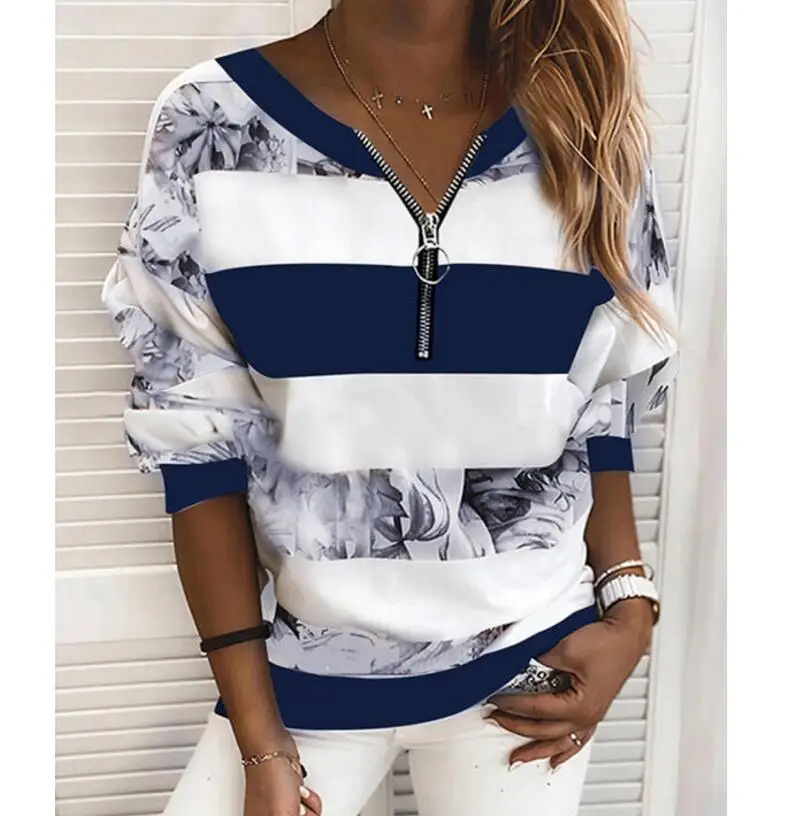 Women's Blouse Shirt Striped Color Block Long Sleeve Print V Neck Tops Basic Top Blue Yellow Blushing Pink chiffon blouse Blouses & Shirts