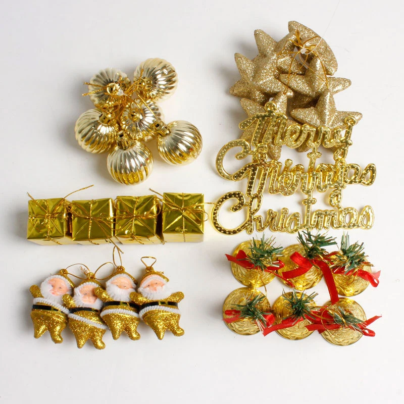 28Pcs Set Gold 28 шт./компл. веселый рождественский кулон-украшение Рождественская елка узоры с Санта-Клаусом Подарочная коробка кулон Фонарь звезда домашний декор - Цвет: 28Pcs Set Gold