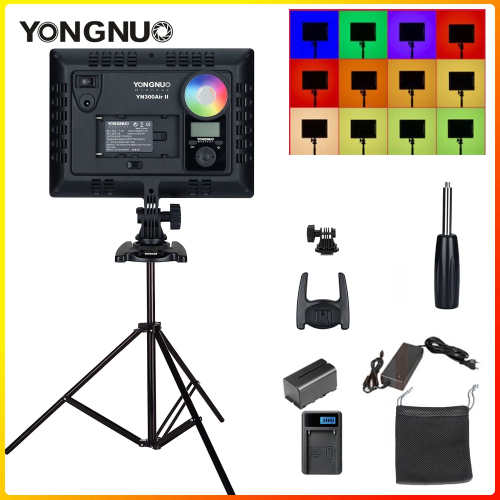 YONGNUO YN300AIR II RGB Adjustable LED Camera Video Light Optional Battery With Charger Kit Photography Light Studio Lighting|Photographic Lighting| - AliExpress