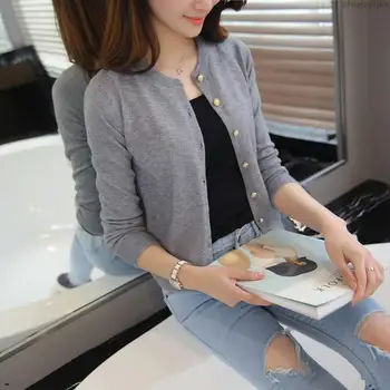 

New women's small shawl ladies knitted cardigan sweater casual short coat thin knitted jacket elegant jacket