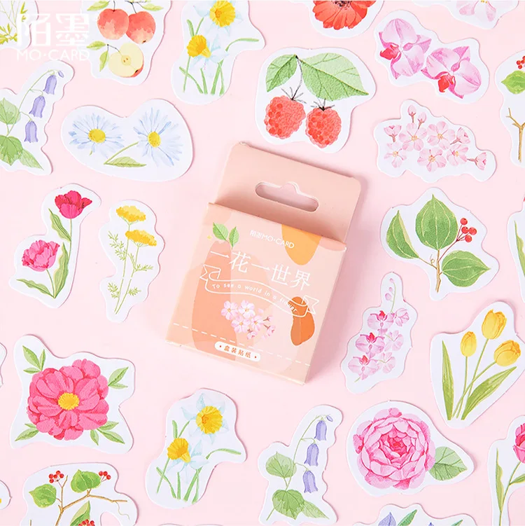 

Winzige 46Pcs Flowers Stickers Set Lovely DIY Decoration Scrapbooking Journal Stickers Spring Handmade Diary Planner Adhesive