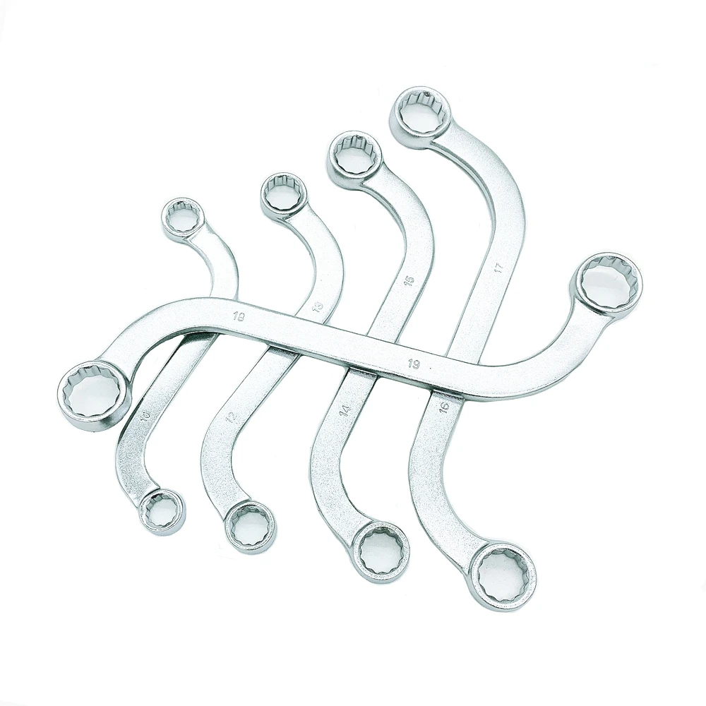 Juego de llaves inglesas, anillo de doble punta tipo S, 10-19mm, 5 uds.