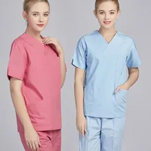 Волшебная палочка короткий рукав хирургический костюм Для женщин Хирургическая Одежда доктор одежда Для женщин Красота больничное дентальное спецодежды щетка Handwe