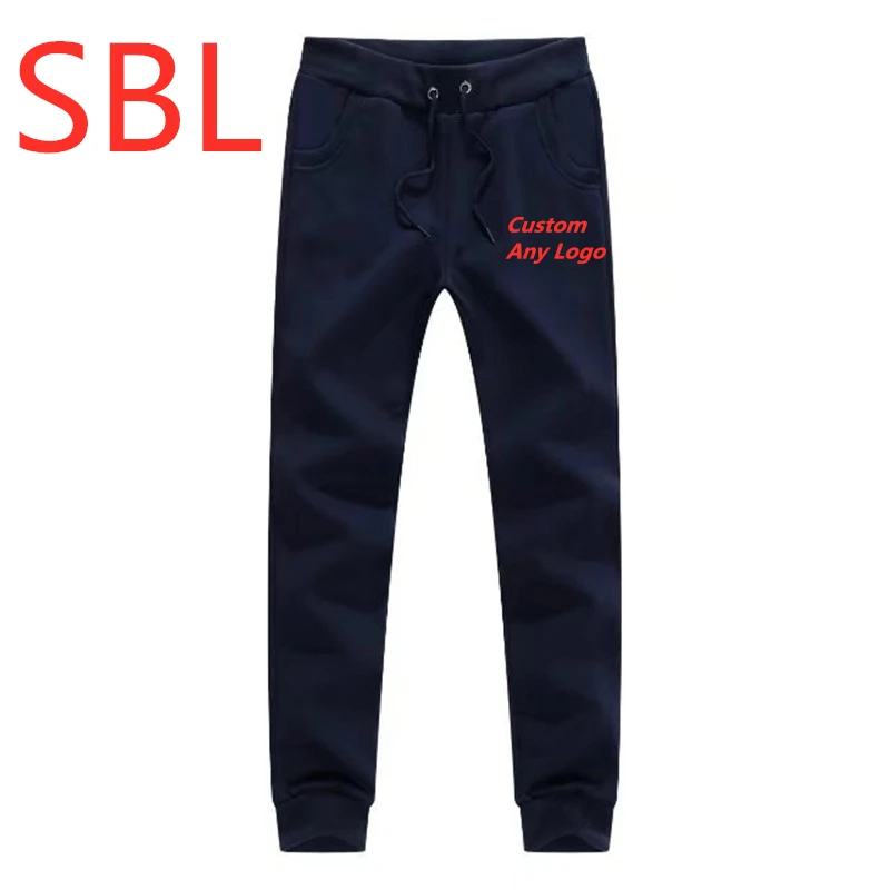 SBL мужские спортивные штаны брендовые джоггеры Модные мужские Свободный Повседневный хлопковый йоком штаны с буквенным принтом Спортивные штаны однотонные - Цвет: Темно-синий
