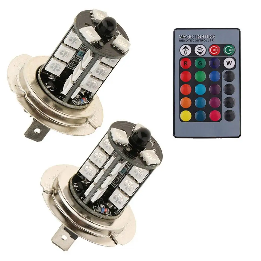 2 шт. RGB LED H11 H9 H8 9005 9006 Автомобильная противотуманная фара с пультом дистанционного