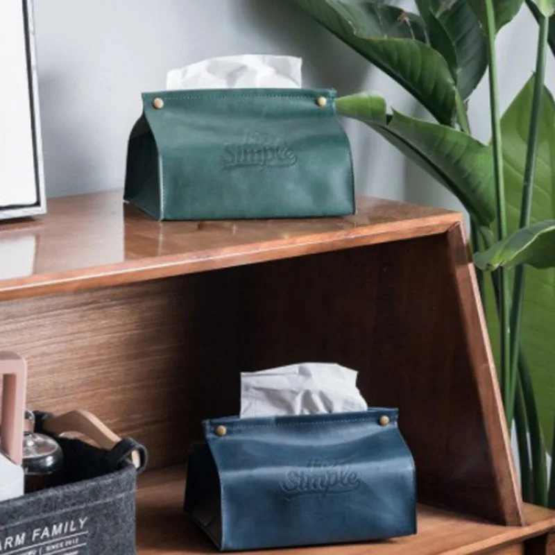 Ins Nordic Leather Tissue Box Custom Tray High-end Removable Multi-purpose Tissue Bag Home Storage Organization