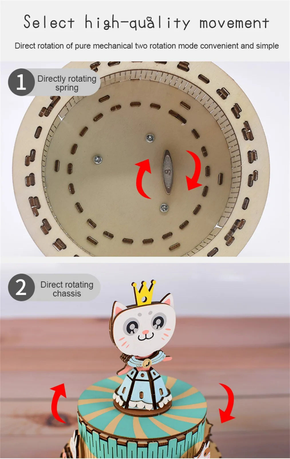 DIY Wooden Christmas Santa Music Box Clockwork Merry Go Round Carousel Home Decor Wind Up Birthday Present For Children Gifts