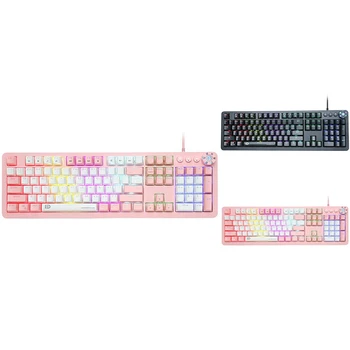 

FD Mechanical Gaming Keyboard, LED Backlit USB with Switches, Multi-Media Keys,104 Keys No Conflict