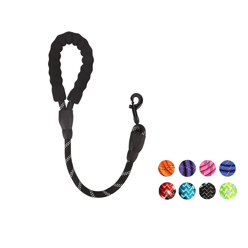 

Explosion-proof Large dog Short leash One step traction belt reflective dog round rope Foam handle pet lead for Medium big dogs