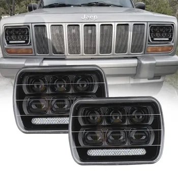 

Pair 7x6"inch LED Headlights Of Rectangular 5X7 For Ford Van Jeep XJ YJ H4 High Low Beam Headlight 5 x 7" Led