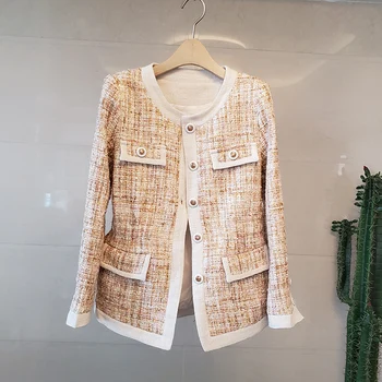 

Socialite Elegant Women Joker Plaid Jacket Vestido Invierno Mujer 2020 Autumn Long Sleeve Black Bomber Jacket Ropa Mujer N9662