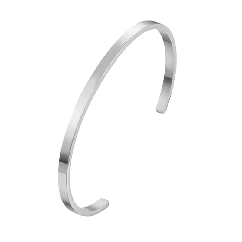 Unisex Simple Stainless Steel Opening Bangle Bracelet For Lovers Can Be DIY Alphanumeric bangle bracelet stainless steel bracelet