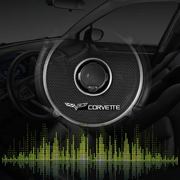 

10pcs 3D aluminum speaker stereo speaker badge emblem Sticker for Chevrolet Corvette Accessories Car Styling