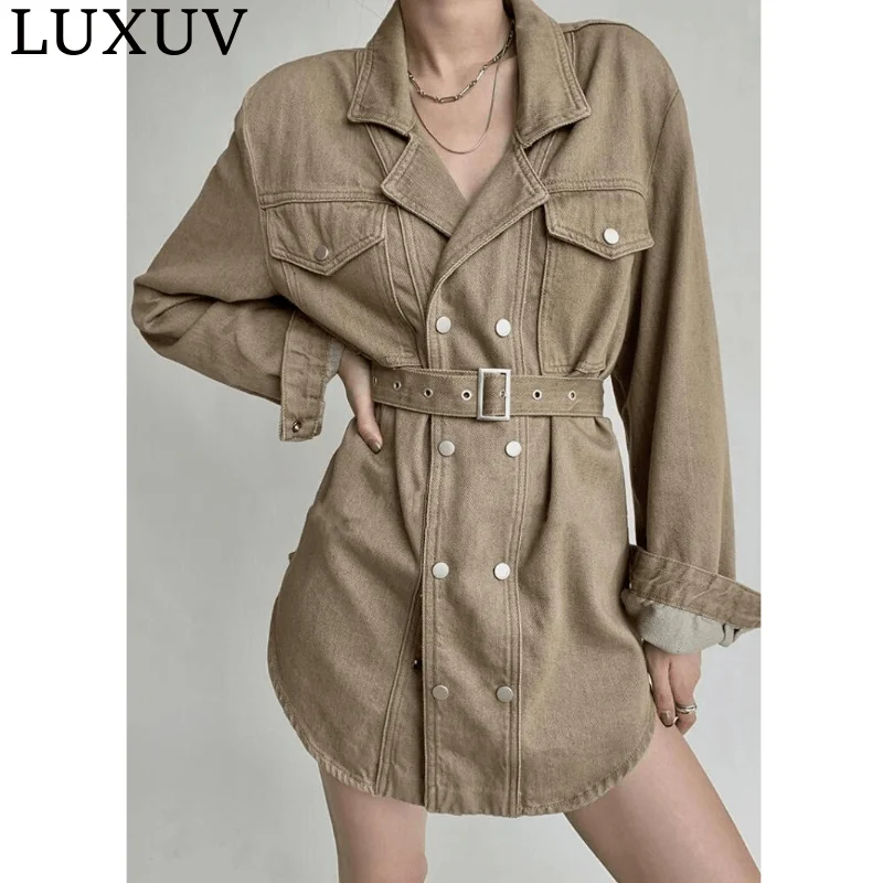 

LUXUV Women 's Jeans Jacket Chic Denim Coat Ladies Sport Spring Windbreaker Trench Bomber Outwear Cardigan Clothes Harajuku