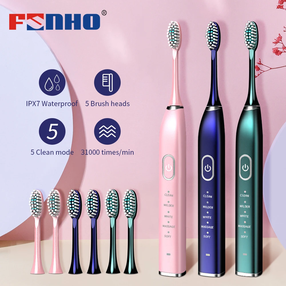 Электрическая зубная щетка FUNHO Z1 с 5 сменными насадками звуковая Быстрая зарядка
