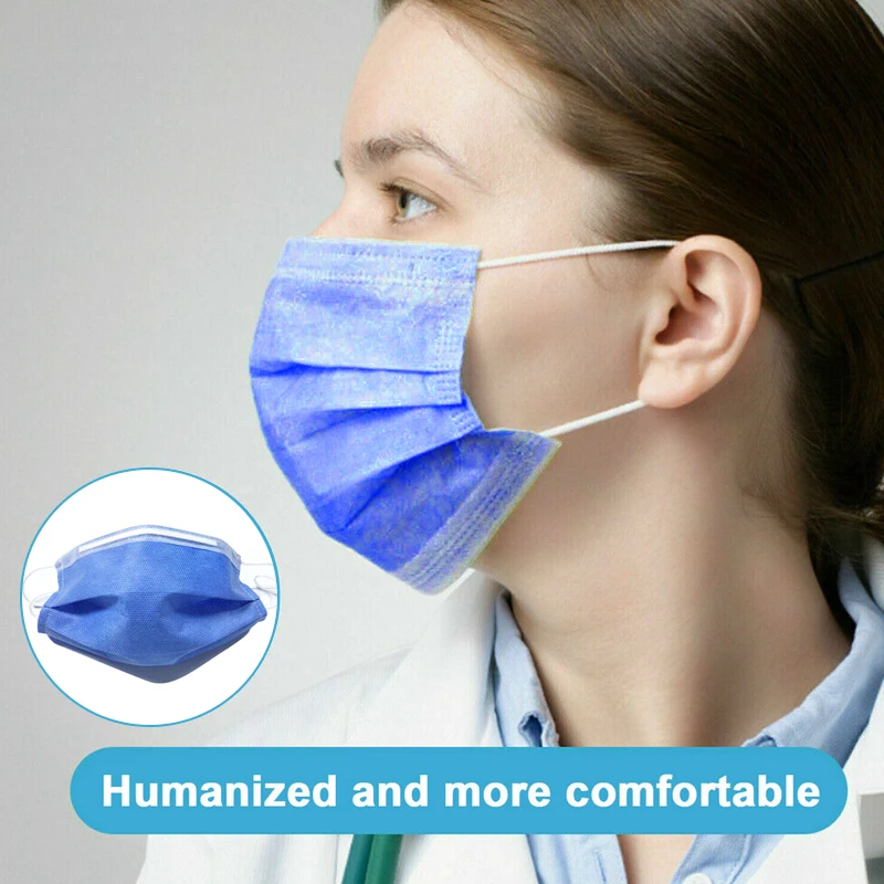 

50Pcs Disposable Medical Mask Anti Influenza Anti-bacteria Pollution Dustproof Protective Mask Non-Woven 3 Layer Face Mask