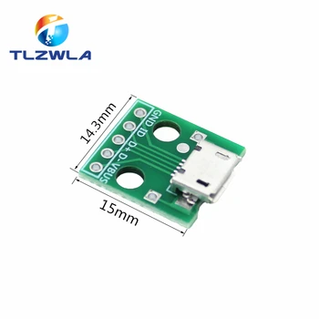 

100pcs Micro USB To DIP Adapter 5pin Female Connector Module Board Panel Female 5-Pin Pinboard B Type PCB 2.54 MM
