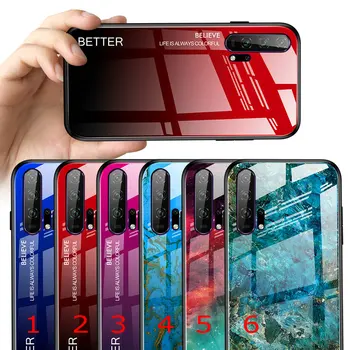 

200pcs/lot Dual Color Anti-Scratch Glossy Marble Gradient Tempered Glass Case For Huawei Honor 20 Pro Honor 10i Honor 20i