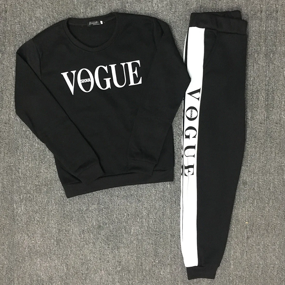 Письмо vogue, дизайн, Лидер продаж, костюм комплект Для женщин спортивный костюм комплект из двух предметов, Стиль наряд Толстовка спортивная одежда