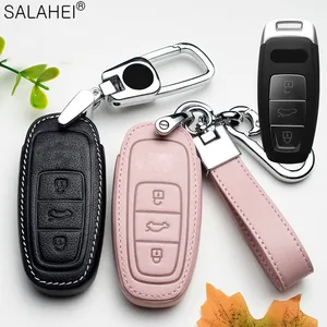 Image 5 - Leather Car styling Accessories For Audi A6 RS4 S5 A3 Q3 Q5 S3 A4 Q7 A5 TT 2018 For Car key Case bag cover decoration protection