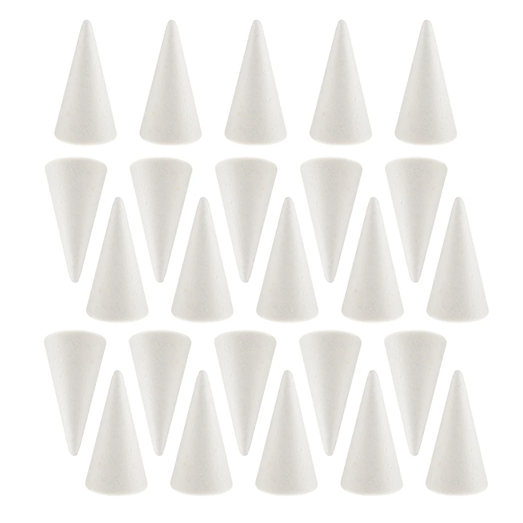 20 Pack Polystyrene Styrofoam White Foam Cone Shapes Modelling DIY Craft Wedding Party Christmas Decoration Kids Toys, 100mm