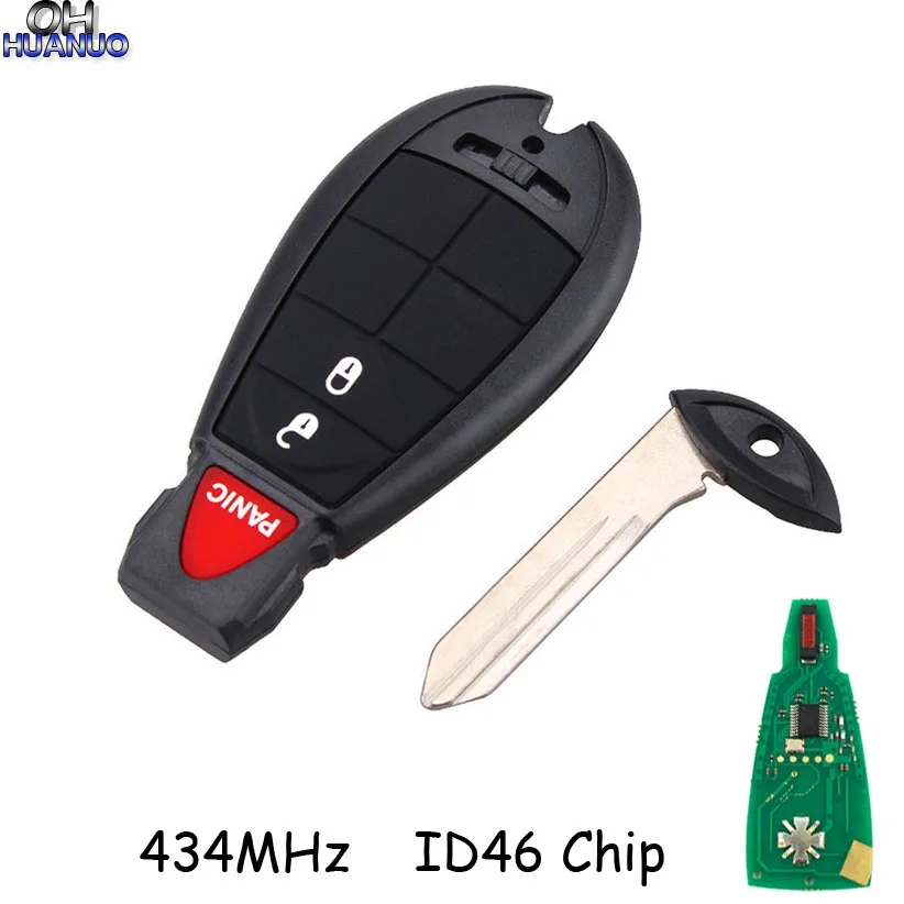 2+ 1 кнопки Smart Key 434Mhz с ID46 чипом для Chrysler Dodge 2008-2010 3 кнопки ввода без ключа интеллектуальные ключи от автомобиля с дистанционной кнопкой