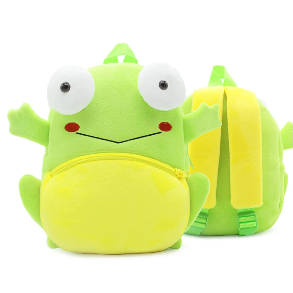 Мультяшный 3D плюшевый мини-рюкзак с животными, детская игрушка, детская школьная сумка для мальчиков и девочек, уличная дорожная сумка, милая сумка для детского сада - Цвет: Green frog