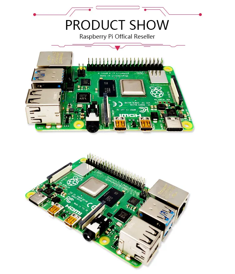 Официальный Raspberry Pi 4 Модель B макетная плата комплект ОЗУ 1 г/2G/4 г 4 ядерный процессор 1,5 ГГц 3 Спидера, чем Pi 3B