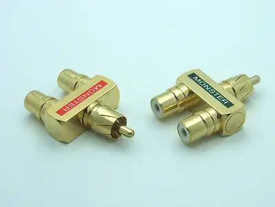 

DHL/EMS 50pcs 24K Gold Plated Male to 2 Female Video Audio Splitter RCA Adapter Plug-A8