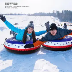 PVC Inflatable Snow Tubes with Handles Winter Ski Ring Durable Snow Sled Ski Circle Skiing Board for Skiing Equipment Snow Toys