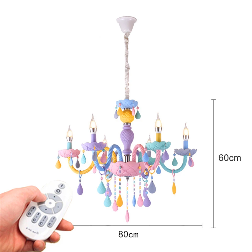 80CM 8 Lights Modern Rainbow Candy E14 LED Chandelier Lighting Children Bedroom Living Room Learning Chandelier Hanging Lamp Indoor Decoration - Цвет абажура: 80CM 8 Lights