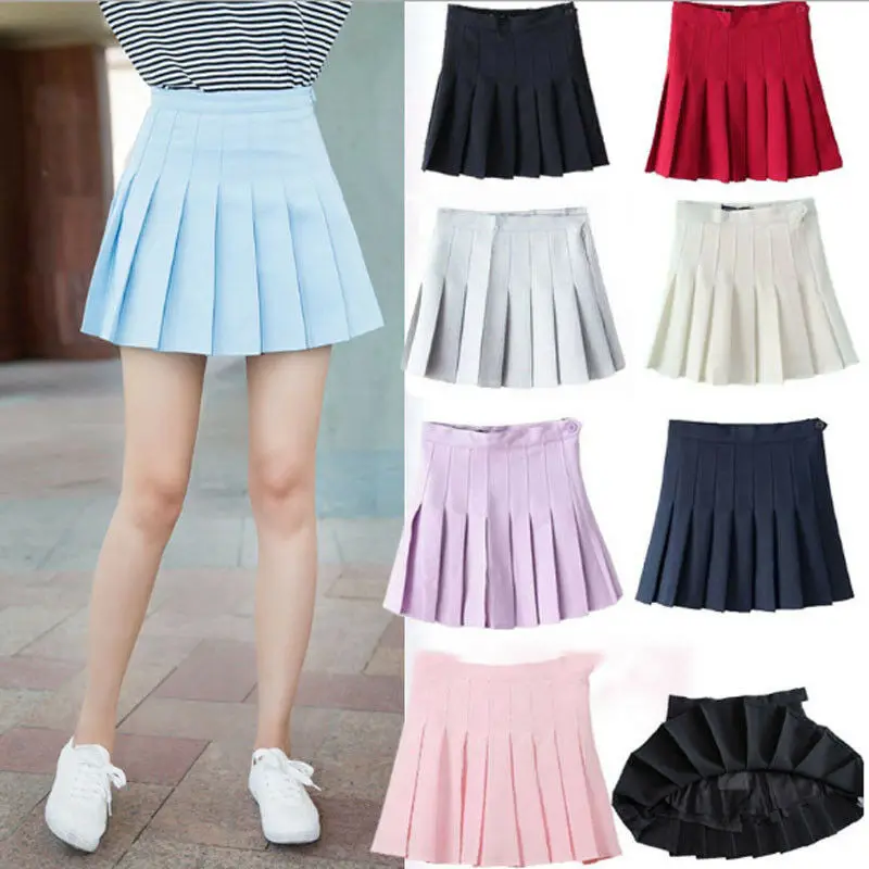 Modis Women Sexy Pleated Mini Skirt School Girl Skater Tennis Skirt High Waist Flared White Red Female Short Skirt Modis Women Sexy Pleated Mini Skirt School Girl Skater Tennis Skirt High Waist Flared White Red Female Short Skirt