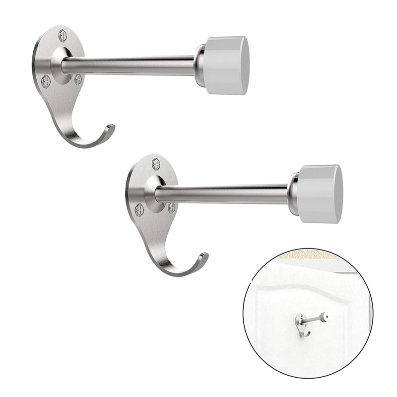 

Door Stops Stainless Steel Door Stopper Wall Mount with Extra Hook for Increase Storage Space to Office & Home Improvement, Prot