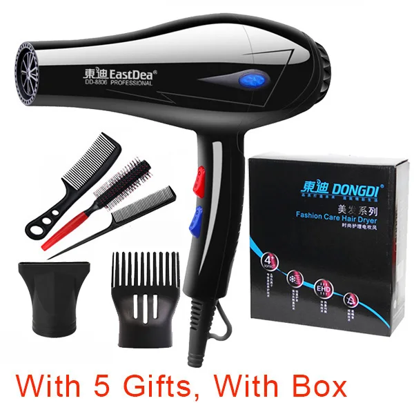 5 gifts with box С адаптер для Штепсель вилки стандарта ЕС 1800 Вт горячий и холодный ветер фен Инструменты для укладки для домашнего использования с 5 бесплатными подарками - Цвет: 5 gifts with box
