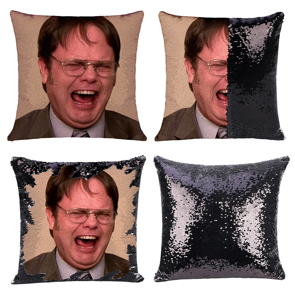 

Paillette Dwight laughs Paillette Cushion cover Covers Two Color Cushions For Them Kisses Magic Pills decorative sequin pillow
