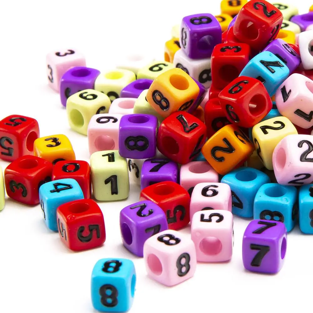 

Mix Solid Colors 7*7mm Cube Acrylic Number Beads 1600pcs Square Big Hole Bracelet Spacer Beads Ornament Accessories Spacer Bead