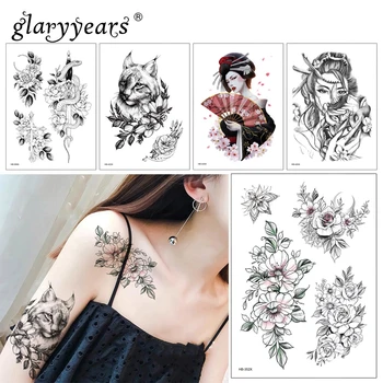 

glaryyears 1 Sheet Temporary Tattoo Sticker Colorful Fake Bird Flower Flash Waterproof Fashion Small Body Art Men Women