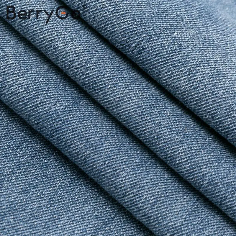 BerryGo, женские свободные джинсы с высокой талией, весенние однотонные джинсовые штаны на пуговицах, Летние Ретро женские шикарные синие джинсовые штаны на молнии