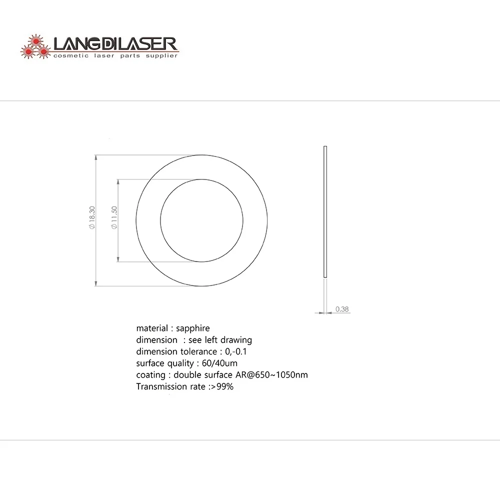 Outer Dia.: D18.3mm / Bore : 11.5mm Thickness :0.38mm /Film coated AR@650~1050nm both side Transmission rate more than 99% | Красота и