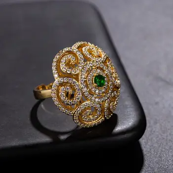 

Designer new women luxury ring multi-set ancient cubic zirconia ring gold-plated color ring female vintage jewelry gift