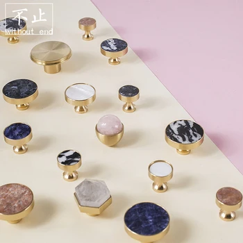 

Original Marble Crystal Gold Pure Brass Handle Nordic Luxury Kitchen Furniture Wardrobe Door Small Round Handle