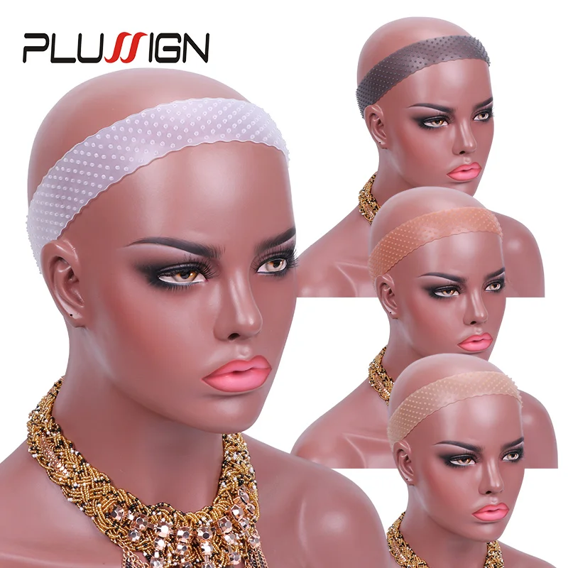 Plussign Transparent Silicone Wig Grip Band L Size Comfort Adjustable Elastic Headband For Lace Wigs Extra Hold 3Pcs |