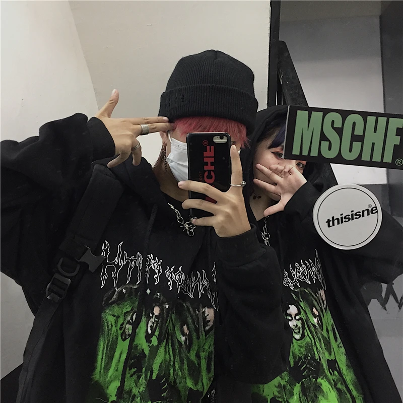 Camisas альбом винтажная Толстовка Ulzzang Куртка хип хоп Прямая поставка Панк Винтаж harajuku принт Корейская одежда топ Женская толстовка