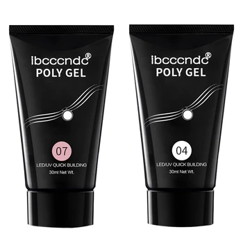 

Ibcccndc 2 Pcs 30ML Poly Gel Long-Lasting Finger Nail Crystal Jelly Camouflage Extension Gel UV Led Lamp, 04 & 07