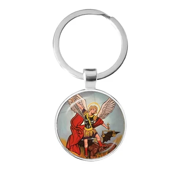 

Hot St.Michael Keychain Fashion Protect Me Saint Shield Protection Justice Key Chain Keyholder Talisman Christian Holy Gifts