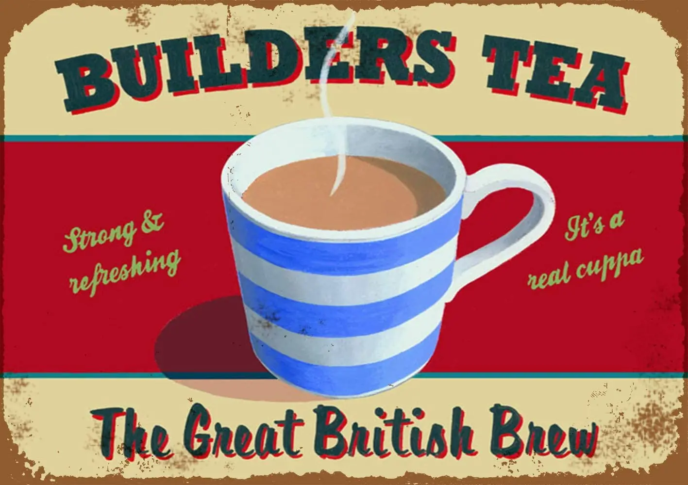 

Losea Builders Tea Tin Sign Wall Retro Metal Bar Pub Poster Metal 8x12