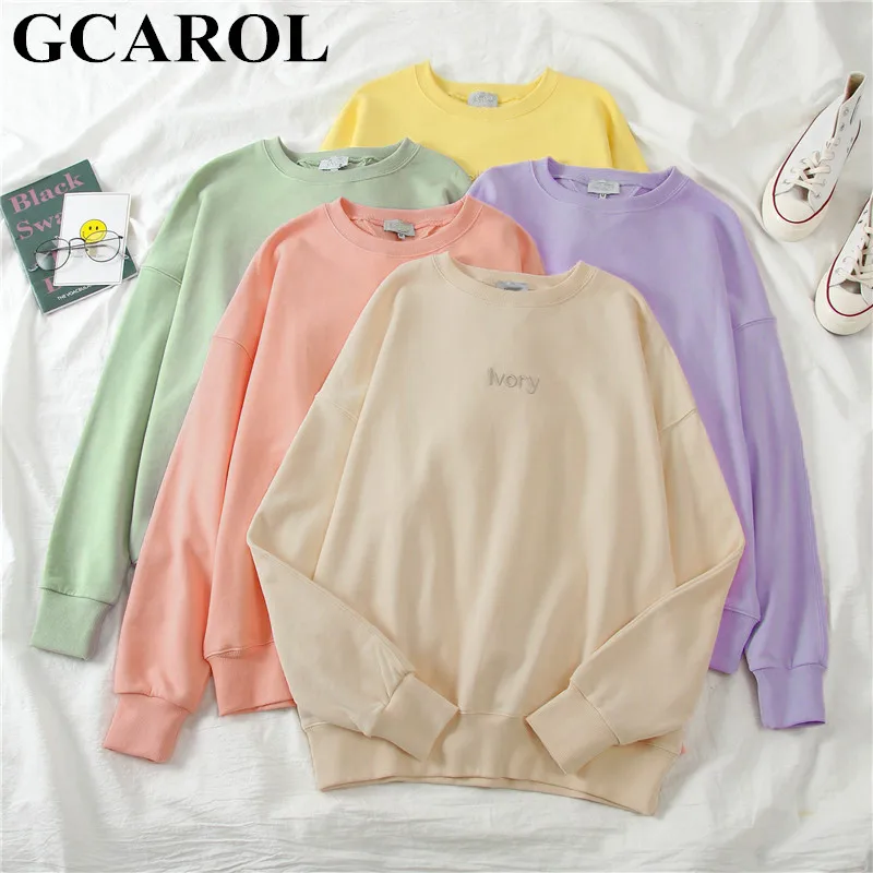 GCAROL New Fall Winter Women Sweatshirt Oversized Aesthetic Hoodies Drop Shoulder Boyfriend Ins Loo