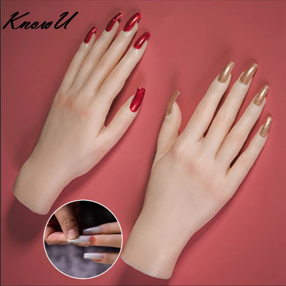 

KnowU Nail Training Hand Model Moveable Manicure Model Mannequin Fake Silicone Pedicure Display Model Fingers Halloween Decor